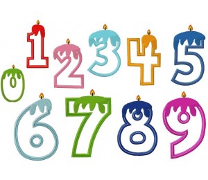 Stickserie - Wachszahlen - Zahlen als Kerze